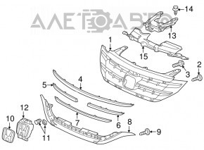 Решітка радіатора grill в зборі Honda CRV 12-14 дорест без эмблем