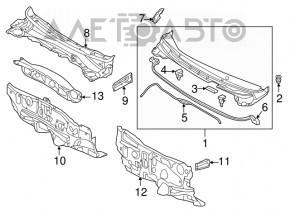 Решетка дворников пластик Hyundai Elantra UD 11-16 новый неоригинал