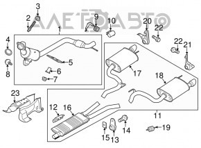 Випускна траса в зборі Ford Mustang mk6 15- 2.3T резонатор з бочками