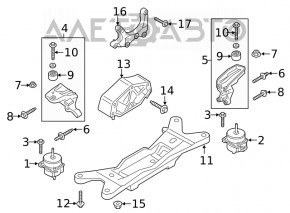 Кронштейн подушки двигателя правый Ford Mustang mk6 15- 2.3T