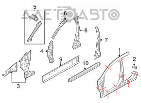 Стійка кузовна центральна права Nissan Versa Note 13-19