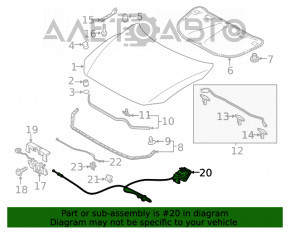 Трос открывания замка капота Mazda 6 13-21 с ручкой