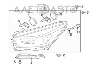 Фара передня права гола Ford Escape MK3 17-19 рест галоген світла