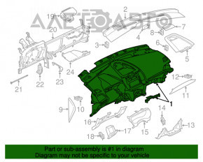 Торпедо передняя панель без AIRBAG Ford Edge 15-18 черн start-stop с бардачком и аирбег колени