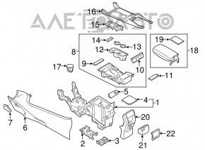 Консоль центральна підлокітник та підсклянники Ford Escape MK3 17- сіра, шкіра, подряпини, топляк