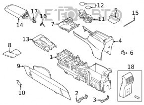 Накладка центральной консоли Ford Escape MK4 20- подстаканник и обрамление селектора, слом креп, царапины