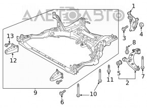 Лопух подрамника передний правый Mazda3 14-18 BM новый OEM оригинал