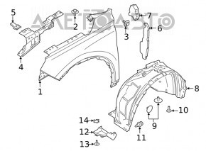 Брызговик подкрылка передний правый Ford Escape MK4 20-