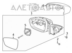 Дзеркало бічне праве Ford Escape MK4 20-22 5 пінів, BSM, структура