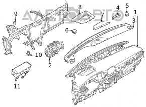 Торпедо передняя панель без AIRBAG Ford Escape MK4 20- под 2 динамика, под кнопку start-stop, царапины, сломаны крепления