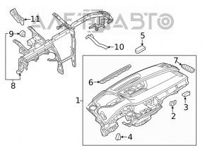 Торпедо передня панель без AIRBAG Audi Q7 16-19 без проекції, шкіра чорна