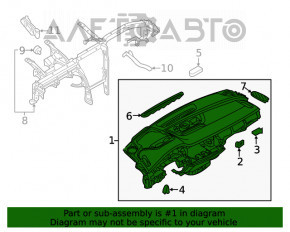 Торпедо передня панель без AIRBAG Audi Q7 16-19 під проекцію, шкіра чорна