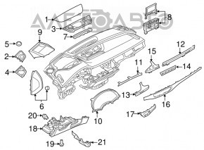 Вставки передней панели Audi Q7 16- под алюминий, quattro, трещины в креплениях, прижата