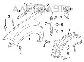 Ущільнювач крила двері-крило лев Mitsubishi Outlander 14-21пластик