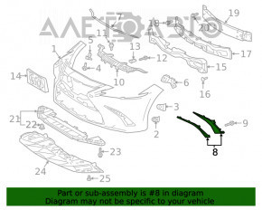 Молдинг переднього бампера правий Lexus ES250 ES300h ES350 19-