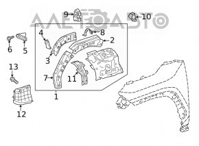 Защита двигателя боковая арка левая Toyota Highlander 20-