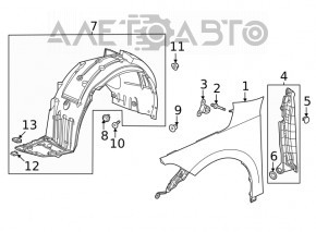 Кронштейн крила правий Honda Civic XI FE/FL 22-