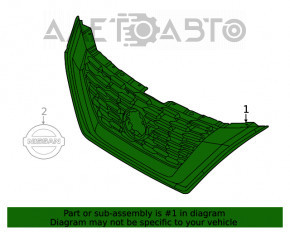 Грати радіатора grill у зборі Nissan Rogue 21-23 під камеру Japan built
