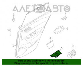 Накладка управления стеклоподъемником задним левым Nissan Rogue 21-23 US built