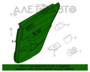 Обшивка двери карточка задняя правая Nissan Rogue 21-22 черная без шторки S US built