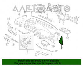 Накладка передней панели левая боковая Hyundai Elantra AD 17-18 серая