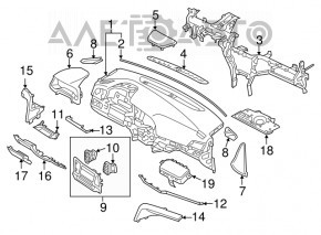 Накладка передньої панелі права збоку Hyundai Elantra AD 17-18 сіра