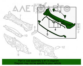Решетка дворников пластик Hyundai Elantra UD 11-16 потертости, нет фрагментов