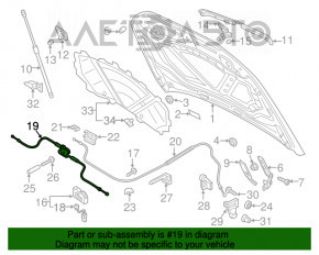 Трос відкриття замка капота передня частина Audi Q3 8U 15-18