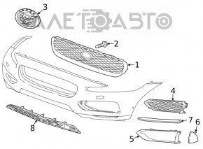 Решетка переднего бампера левая Jaguar F-Pace X761 17-20 SPORT под парктроник, закрытая