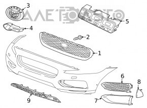 Накладка решетки переднего бампера правая Jaguar F-Pace X761 17-20 SPORT новый неоригинал