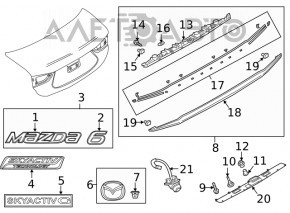 Планка подсветки номера крышки багажника Mazda 6 18-21