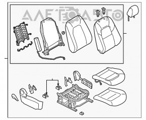 Пассажирское сидение Mazda CX-5 17- без airbag, кожа черная, вставка алькантара, механическое с подогревом, топляк, примято, под химчистку