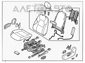Водительское сидение Mazda CX-5 17- без airbag, кожа черная, вставка алькантара, электро с подогревом, топляк, не рабочее, примято, под химчистку