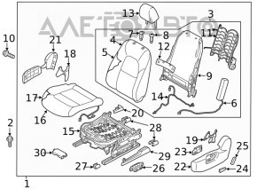Водительское сидение Mazda CX-5 17- без airbag, кожа черная, вставка алькантара, электро с подогревом, топляк, не рабочее, примято, под химчистку