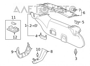 Накладка петли крышки багажника левая Honda Clarity 18-21 usa, внутренняя часть, сломано крепление, царапины