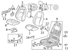 Пасажирське сидіння Honda Clarity 18-21 usa з airbag, механічне, з підігрівом, ганчірка комбінована, під хімчистку