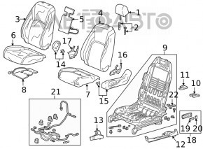 Водительское сидение Honda Clarity 18-21 usa с airbag, механическое, с подогревом, тряпка комбинированная, под химчистку, тычка