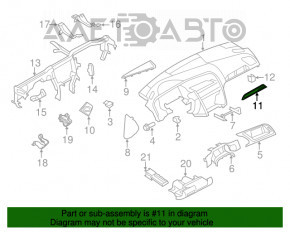 Накладка торпеды правая Audi Q5 8R 09-17 под дерево, трещина