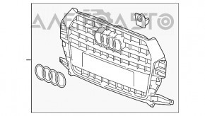 Решетка радиатора grill в сборе Audi Q3 8U 16-18 черный глянец
