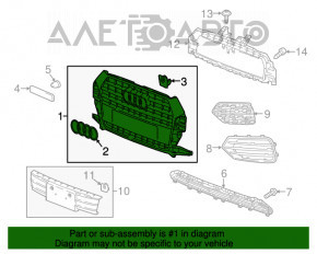 Решітка радіатора grill у зборі Audi Q3 8U 16-18 чорна