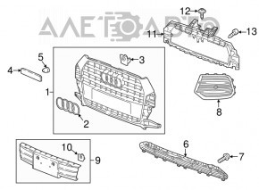 Грати радіатора grill у зборі Audi Q3 19-23 S-line