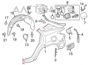 Чверть крило ззаду ліва Lexus RX350 RX450h 16-22 без BSM