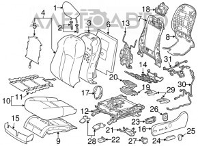 Водительское сидение Lexus RX350 RX450h 16-19 с airbag, электро, подогрев, вентиляция, кожа серая