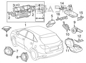 Пищалка дверна ззаду права Lexus RX350 RX450h 16-22 Mark Levinson