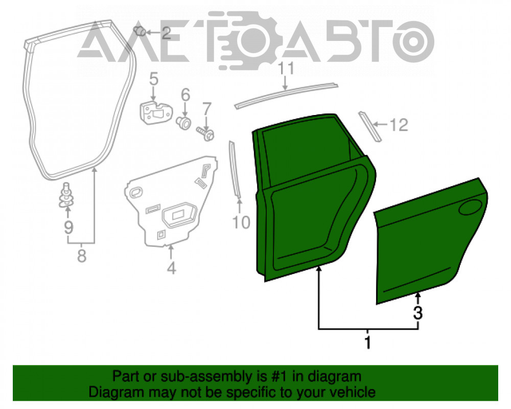 Дверь голая задняя правая Toyota Prius V 12-17 черный 202/LA18 67003-47190  – купить в Киеве и Украине, цена: заказать доставку, автозапчасти под заказ  170937